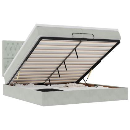 Османска легло с матраци, светлосиво, 200x200 см, кадифе