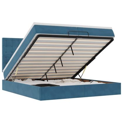 Османска легло с матраци, тъмносиньо, 200x200 см, кадифе