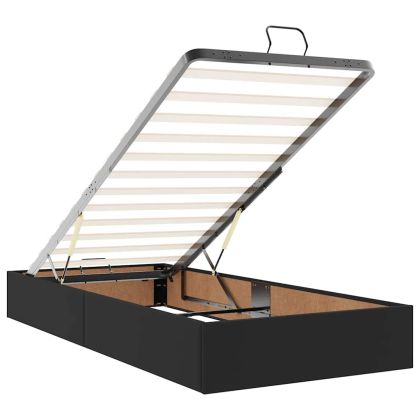 Османска легло с матраци, черно, 160x200 см, изкуствена кожа