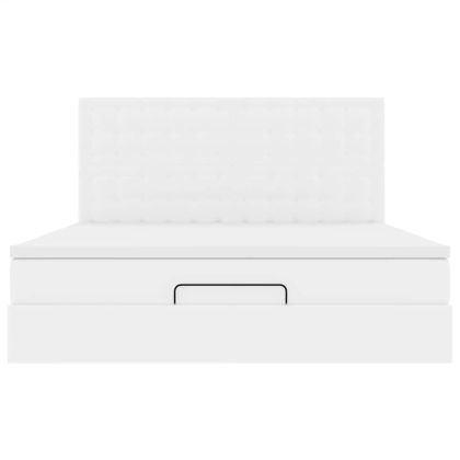 Османска легло с матрак&LED, бяло, 180x200 см, изкуствена кожа