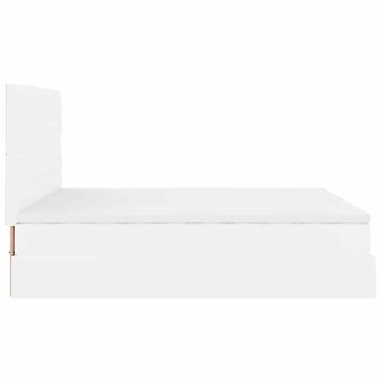 Османска легло с матрак&LED, бяло, 180x200 см, изкуствена кожа