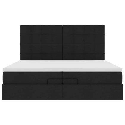 Османска легло с матрак и LED, черно, 200x200 см, плат