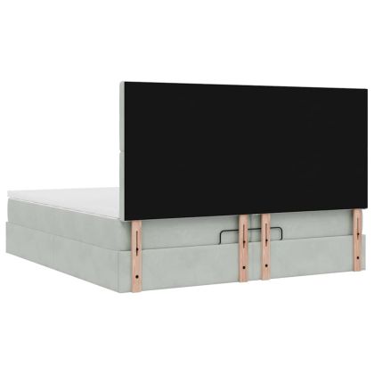 Османска легло с матраци и LED, светлосиво, 200x200 см, кадифе