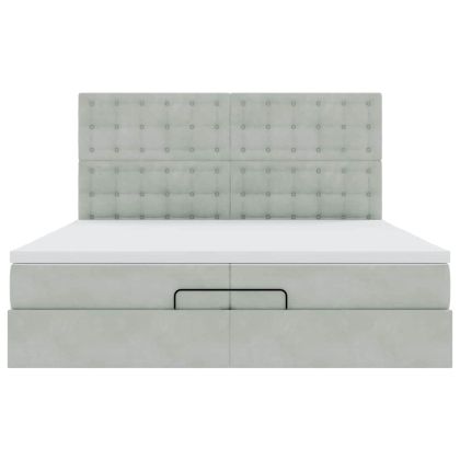 Османска легло с матраци и LED, светлосиво, 200x200 см, кадифе