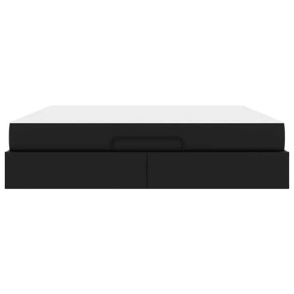 Рамка за легло с матрак Черно 180 x 200 cm Изкуствена кожа