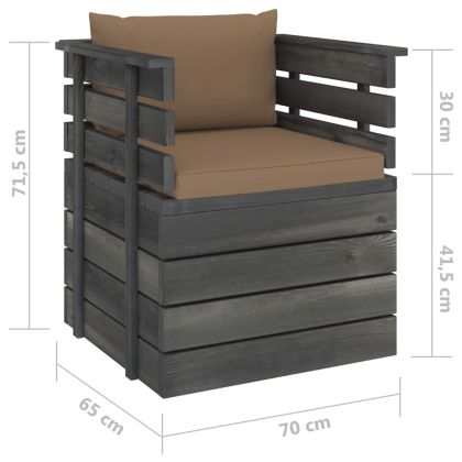 Градински фотьойл с възглавници, борова дървесина