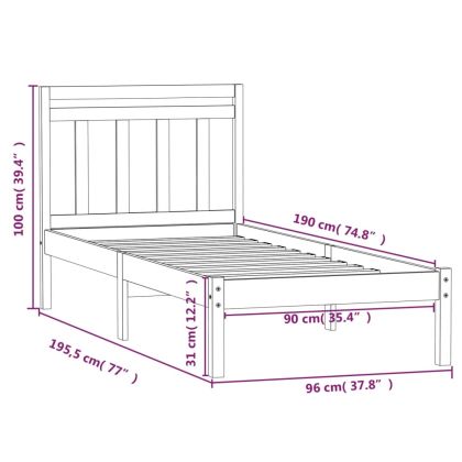 рамка за легло бяло 90x190 см Small Single дърво масив