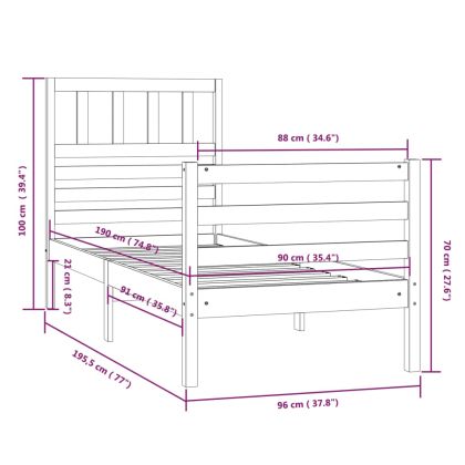 рамка за легло 90x190 см Single масивна дървесина