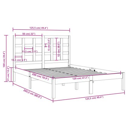 Рамка за легло, дърво масив, 120х200 см