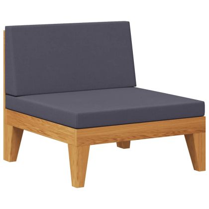 Модулен среден диван с тъмносиви възглавници, акация масив