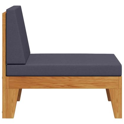 Модулен среден диван с тъмносиви възглавници, акация масив