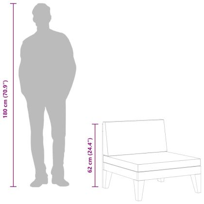 Модулен среден диван с тъмносиви възглавници, акация масив