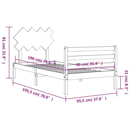 Рамка за легло с табла Single масивна дървесина