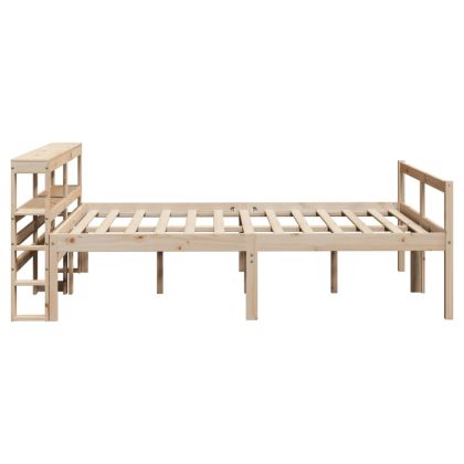 Легло за възрастни с табла, 140x190 см, борово дърво масив