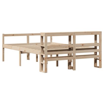 Легло за възрастни с табла, 140x190 см, борово дърво масив