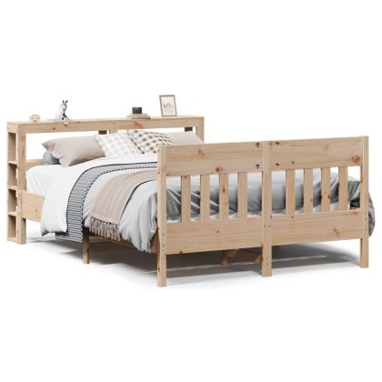 Рамка за легло без матрак, 140x190 см, масивна чамова дървесина