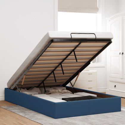 Османска рамка за легло без матрак, cиня, 120x190 см, плат