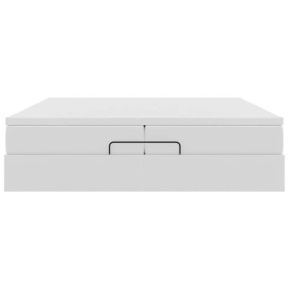 Османска легло с матраци, бяло, 200x200 см, изкуствена кожа