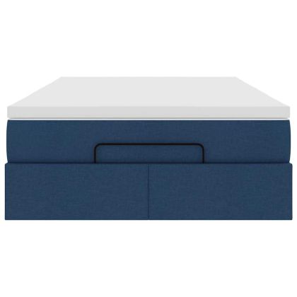Османска легло с матрак, синьо, 120x190 см, плат