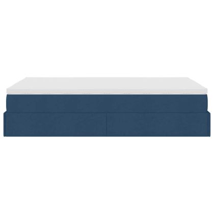 Османска легло с матрак, синьо, 120x190 см, плат