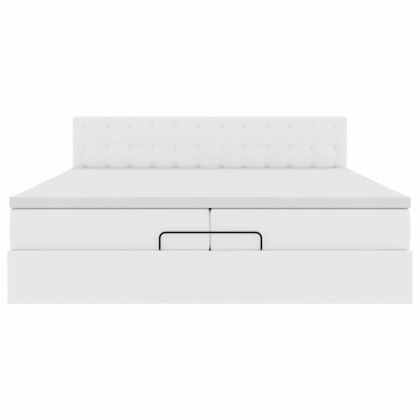 Османска легло с матраци, бяло, 200x200 см, изкуствена кожа