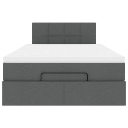 Османска легло с матрак, тъмносиво, 120x190 см, плат