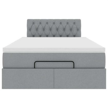 Османска легло с матрак, светлосиво, 120x190 см, плат