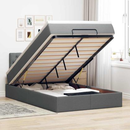 Османска легло с матрак, тъмносиво, 120x190 см, плат