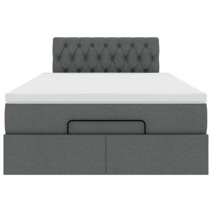 Османска легло с матрак, тъмносиво, 120x190 см, плат