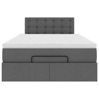 Османска легло с матрак, тъмносиво, 120x190 см, плат