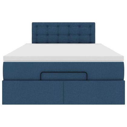 Османска легло с матрак, синьо, 120x190 см, плат