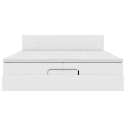 Османска легло с матраци&LED, бяло, 200x200 см, изкуствена кожа