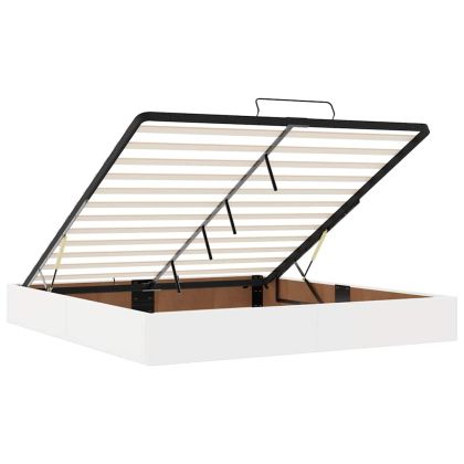 Османска легло с матраци&LED, бяло, 200x200 см, изкуствена кожа