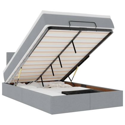 Османска легло с матрак и LED, светлосиво, 120x190 см, плат