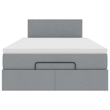 Османска легло с матрак и LED, светлосиво, 120x190 см, плат