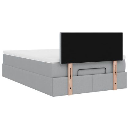 Османска легло с матрак и LED, светлосиво, 120x190 см, плат