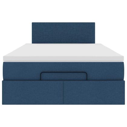 Османска легло с матрак и LED, синьо, 120x190 см, плат