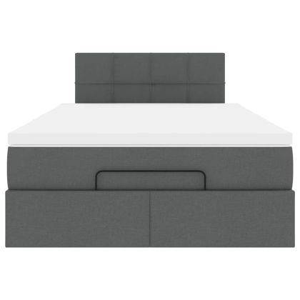 Османска легло с матрак и LED, тъмносиво, 120x190 см, плат