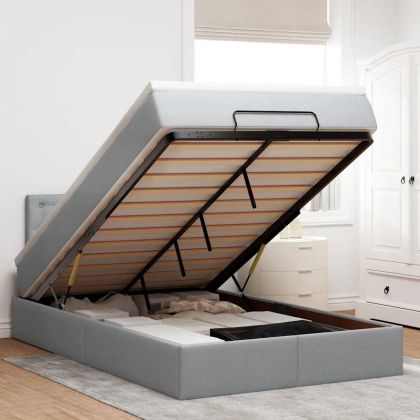 Османска легло с матрак и LED, светлосиво, 120x190 см, плат