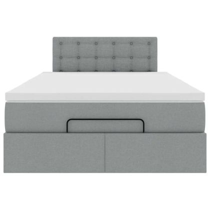 Османска легло с матрак и LED, светлосиво, 120x190 см, плат