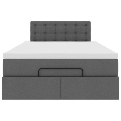 Османска легло с матрак и LED, тъмносиво, 120x190 см, плат