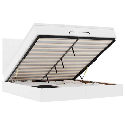 Османска легло с матраци, бяло, 200x200 см, изкуствена кожа