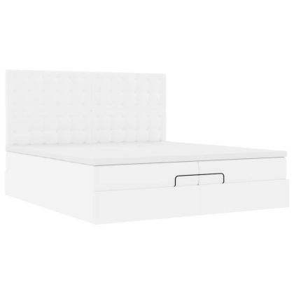 Османска легло с матраци, бяло, 200x200 см, изкуствена кожа