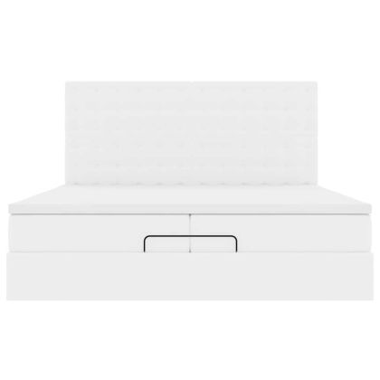 Османска легло с матраци, бяло, 200x200 см, изкуствена кожа