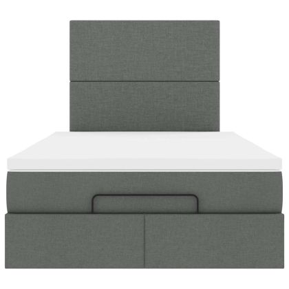 Османска легло с матрак, тъмносиво, 120x190 см, плат