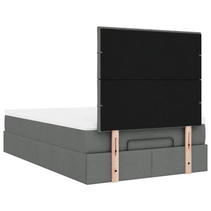 Османска легло с матрак, тъмносиво, 120x190 см, плат