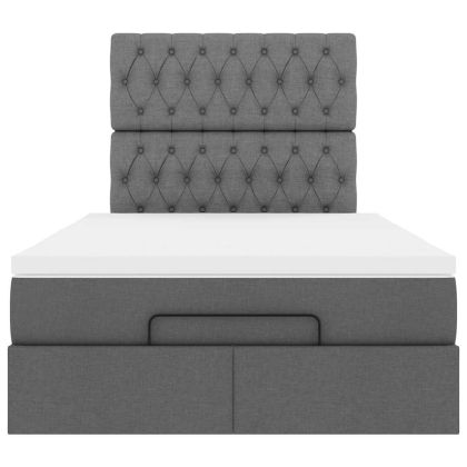 Османска легло с матрак, тъмносиво, 120x190 см, плат