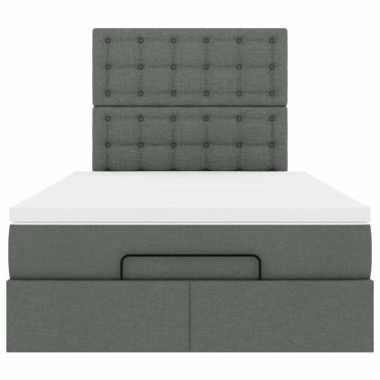 Османска легло с матрак, тъмносиво, 120x190 см, плат