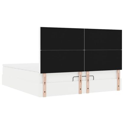 Османска легло с матраци&LED, бяло, 200x200 см, изкуствена кожа