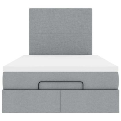 Османска легло с матрак и LED, светлосиво, 120x190 см, плат